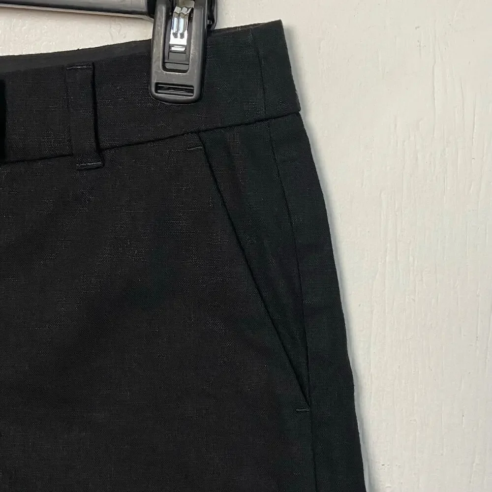 J.Crew Women's Black Linen Cotton Scallop Hem Shorts Size 4 NWT